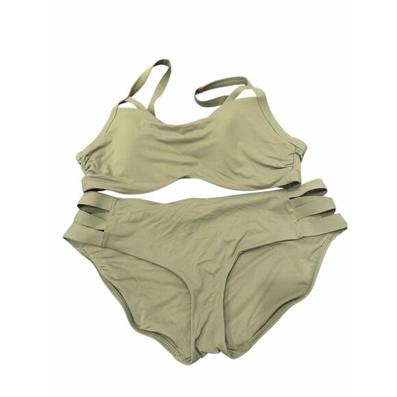 Athleta green square neck bikini swimsuit- size L - Picture 1 of 6